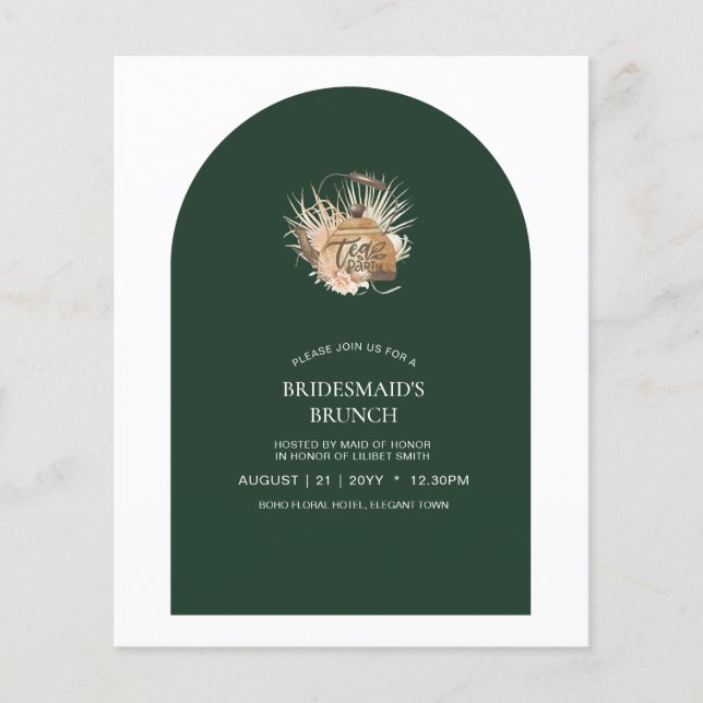 BUDGET Elegant Emerald Green Typography Wedding Flyer (Front)