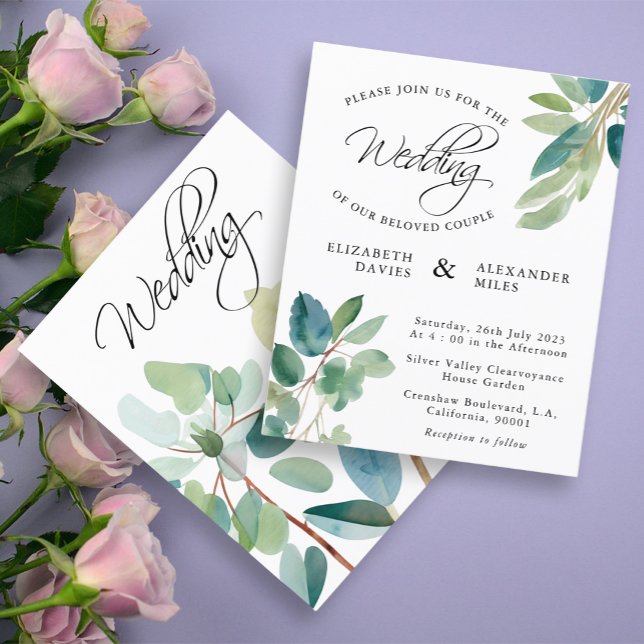 Budget  Elegant  Eucalyptus Greenery Wedding Card (Creator Uploaded)