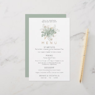 Budget Elegant Eucalyptus Leaves Green Gold Menu