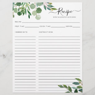 Budget Elegant Eucalyptus Leaves Kitchen Recipe Flyer