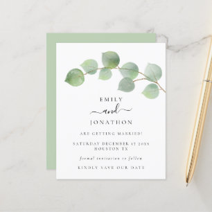 Budget Elegant Eucalyptus Leaves Save the Date