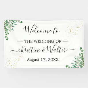 Budget Elegant Eucalyptus Leaves Wedding Party  Banner