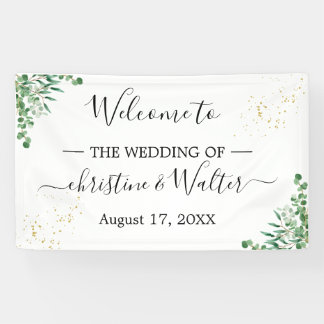 Budget Elegant Eucalyptus Leaves Wedding Party Banner