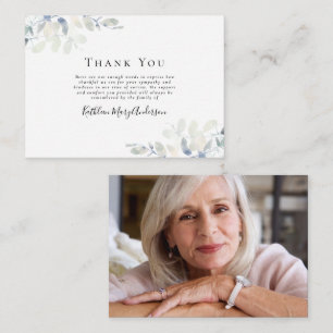 BUDGET Elegant Eucalyptus Photo Funeral Thank You  Card
