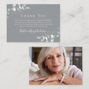 BUDGET Elegant Eucalyptus Photo Funeral Thank You  Card