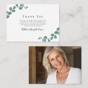 BUDGET Elegant Eucalyptus Photo Funeral Thank You  Card