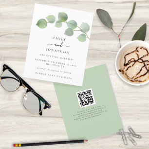 Budget Elegant Eucalyptus QR code Save the Date