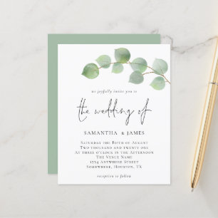 Budget Elegant Eucalyptus Wedding Invitation