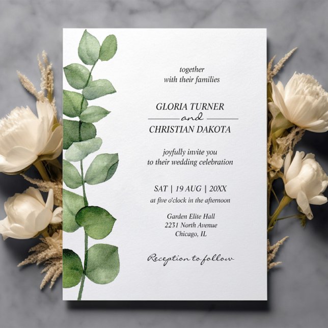 Budget Elegant Eucalyptus Wedding Invitation (Creator Uploaded)