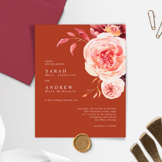Budget Elegant Fall Terracotta Wedding Invitation (Creator Uploaded)