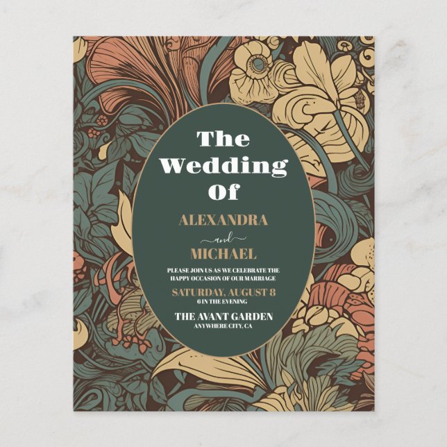 Budget Elegant Floral Art Nouveau Wedding (Front)