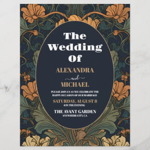 Budget Elegant Floral Art Nouveau Wedding Flyer