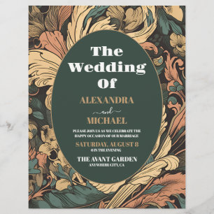 Budget Elegant Floral Art Nouveau Wedding Flyer