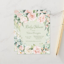 Budget Elegant Floral Baby Shower Invitation