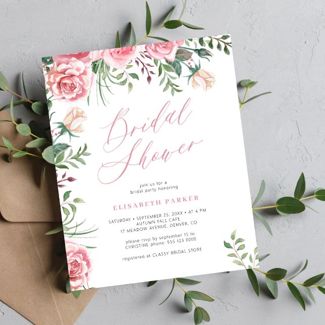 Budget elegant floral bridal shower invitation (Creator Uploaded)