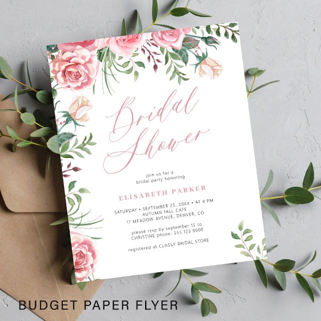 Budget elegant floral bridal shower invitation flyer (Creator Uploaded)