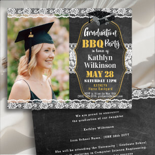 BUDGET Elegant Floral Lace Photo GRAD Invitation