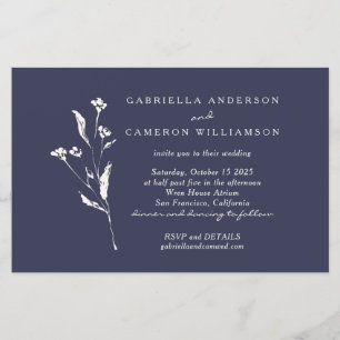 Budget Elegant Floral Navy Blue Ivory Wedding
