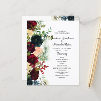 Budget Elegant Flowers Wedding Program.
