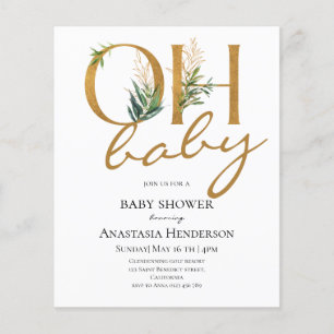 Budget Elegant Gold Baby Shower invitation.