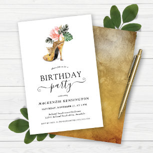 Budget Elegant Gold Floral Heels Birthday Party