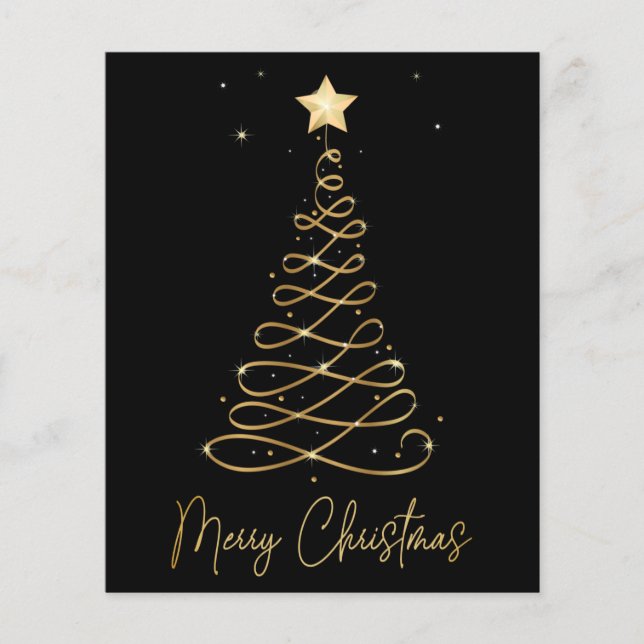 Budget Elegant Gold Merry Christmas Holiday Card (Front)