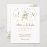 BUDGET Elegant Gold Monogram Wedding Save The Date<br><div class="desc">Budget Elegant Gold Monogram Bride Groom Name Wedding Save The Date Card. Share your special moments with your family and friends in style. Easy to customise both front and back of card with your unique save the date information. Get yours today!</div>