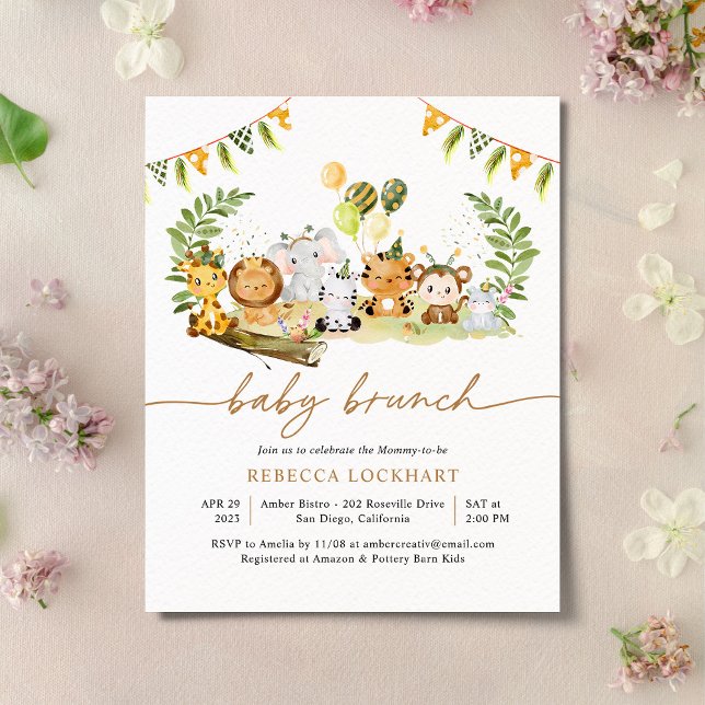 Budget Elegant Gold Safari Baby Brunch Invitation (Creator Uploaded)