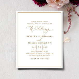 Budget Elegant Gold Script Wedding Invitation