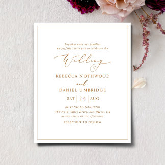 Budget Elegant Gold Script Wedding Invitation