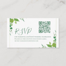 Budget Elegant Green Botanical Modern QR Code RSVP