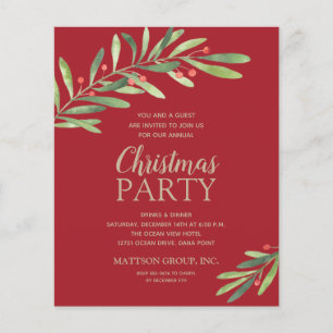 Budget Elegant Greenery Christmas Party Invitation Flyer