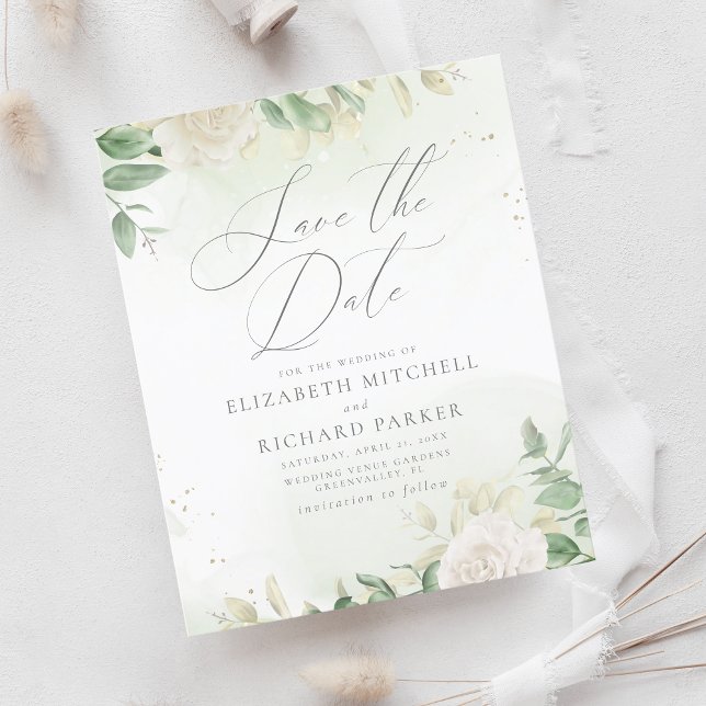 Budget Elegant Greenery Wedding Save The Date (Creator Uploaded)