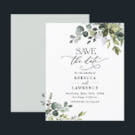 Budget Elegant Greenery Wedding Save the Date<br><div class="desc">This elegant and customisable Save the Date card features mixed watercolor greenery leaves paired with a classy serif & delicate sans font in black,  with a monogram on the back. Matching items available.</div>