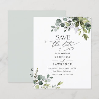 Budget Elegant Greenery Wedding Save the Date