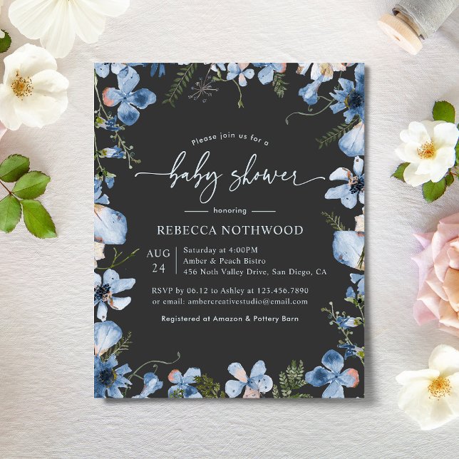 Budget Elegant Grey Baby Shower Invitation (Creator Uploaded)