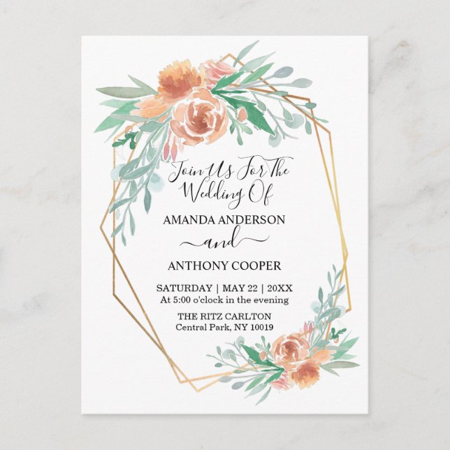 Budget elegant invitation reception rsvp postcard (Front)