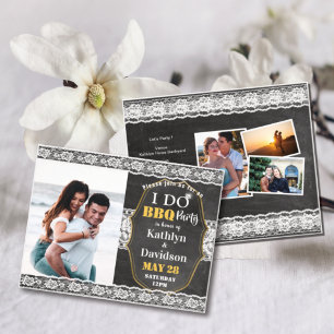 BUDGET Elegant Lace 5 Photo Engagement Invitation