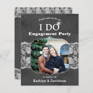 BUDGET Elegant Lace I DO Engagement Invitation