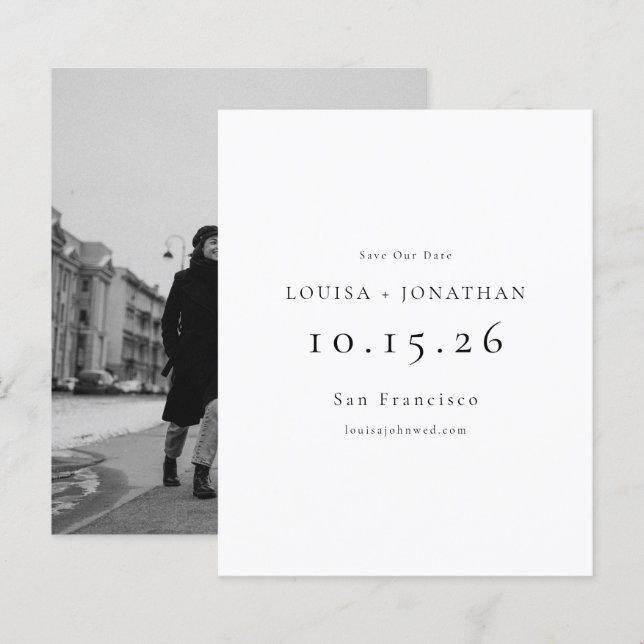 Budget Elegant Minimal Photo Wedding Save The Date (Front/Back)