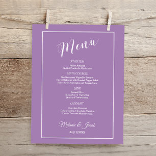 Budget Elegant Minimalist Lavender Flat Menu Card