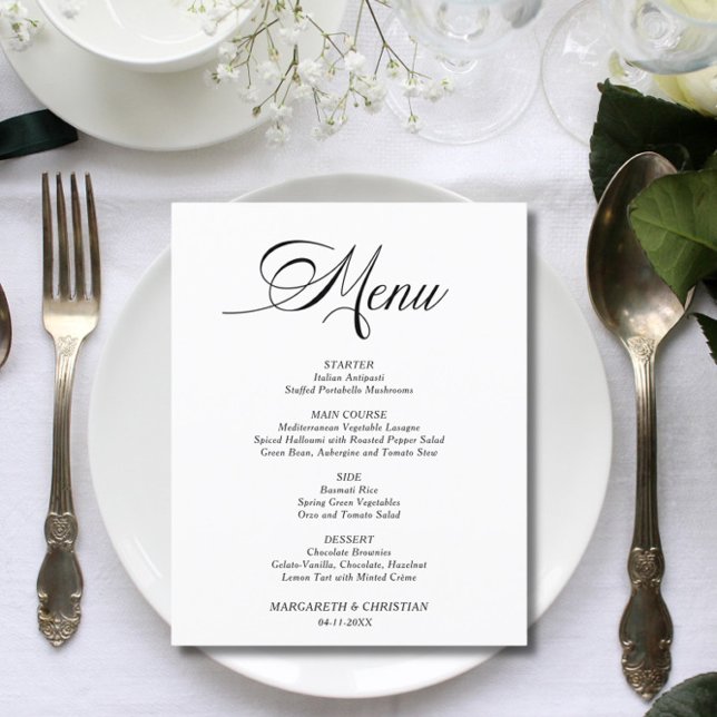 Budget Elegant Minimalist Wedding Menu (Creator Uploaded)