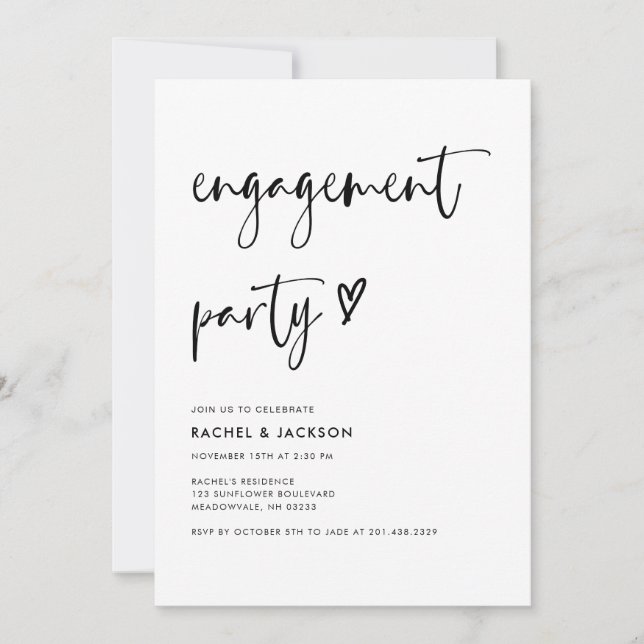 Budget Elegant Modern Engagement Party Invitation (Front)