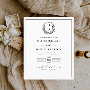 Budget Elegant Monogram Elegant Wedding Invitation Flyer