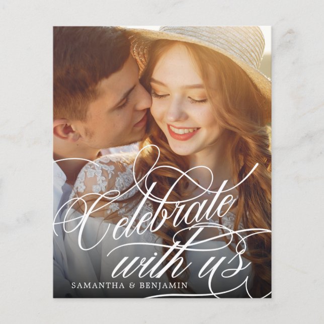 Budget Elegant Monogram Wedding Photo Invitation (Front)