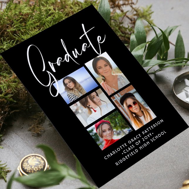 Budget Elegant Multi Photo Graduation Announcement (Creator Uploaded)