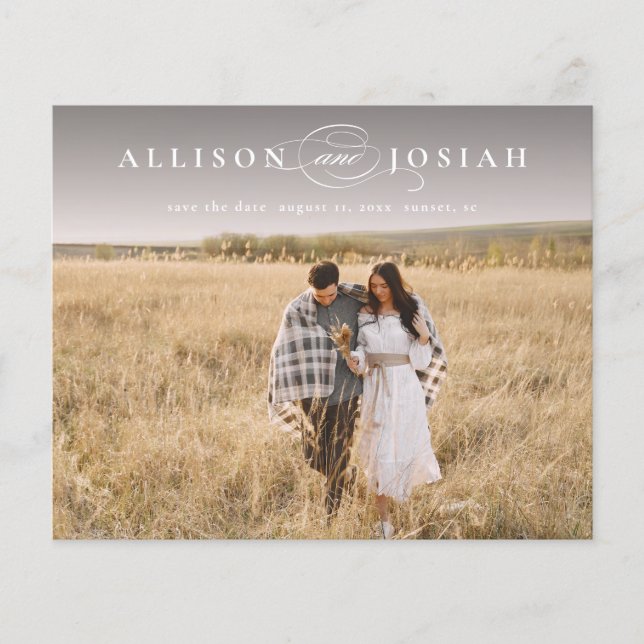 Budget Elegant Names Photo Wedding Save The Date (Front)