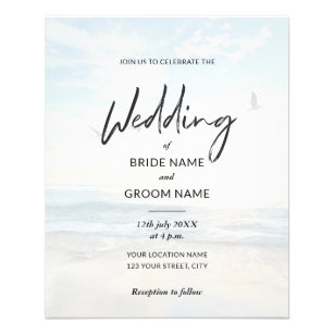 Budget Elegant Photo Beach Wedding Invitations Flyer