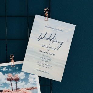 Budget Elegant Photo Beach Wedding Invitations Flyer
