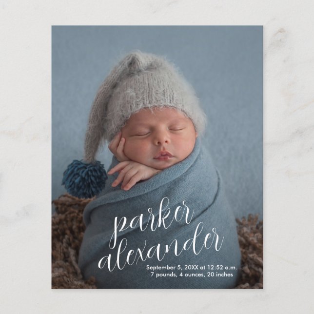 Budget Elegant Photo Collage Birth Announcement (Front)